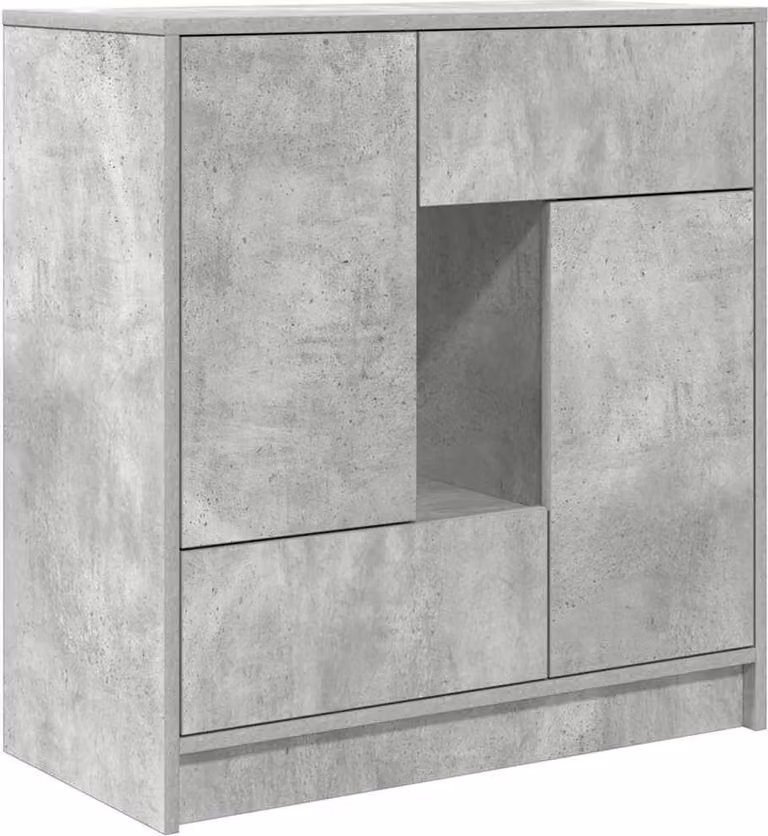 Credenza con Cassetti e Ante Grigio Cemento 70,5x34x74,5 cm