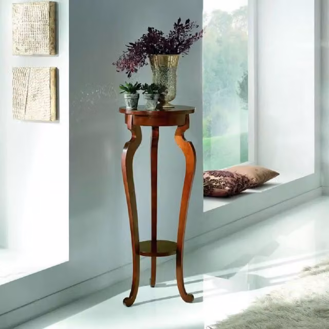 Porta vaso in legno tinta noce misura d.38 h.95 - Mobili 2G