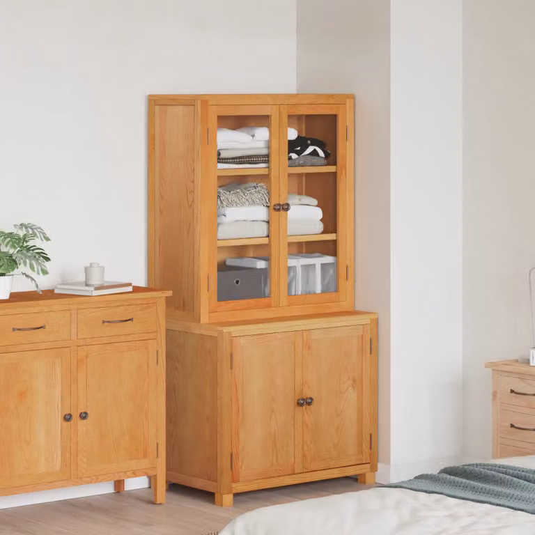 Set di mobili per magazzino vidaXL in legno marrone con ante in vetro e ante a battente, L 80 cm, P 50 cm, H 160 cm