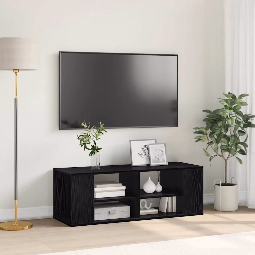 Set mobile TV moderno vidaXL in legno ingegnerizzato Rovere e Nero L/P/H: 102 x 35 x 35 cm