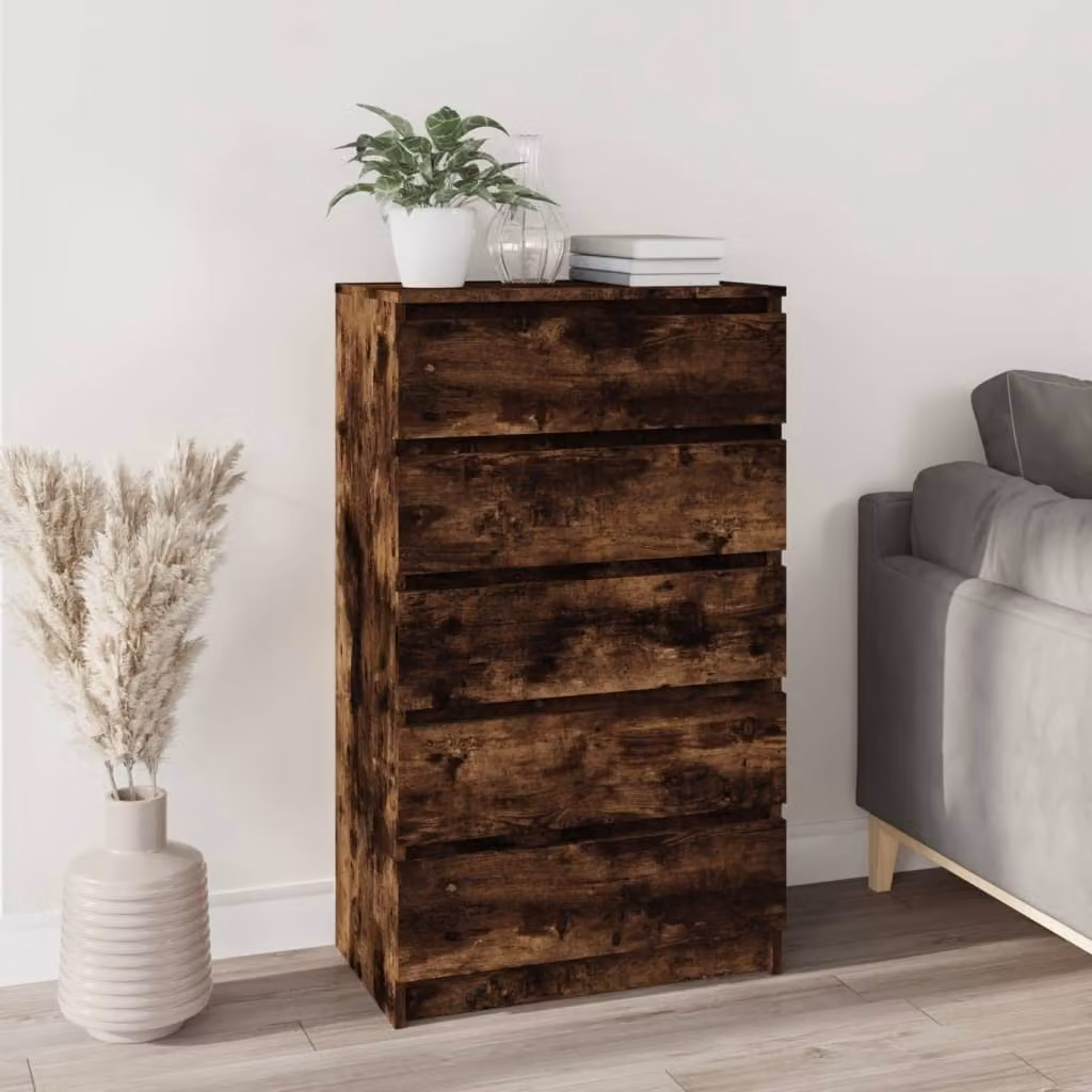 The Living Store cassettiera in rovere fumé 60x36x103 cm materiale in legno