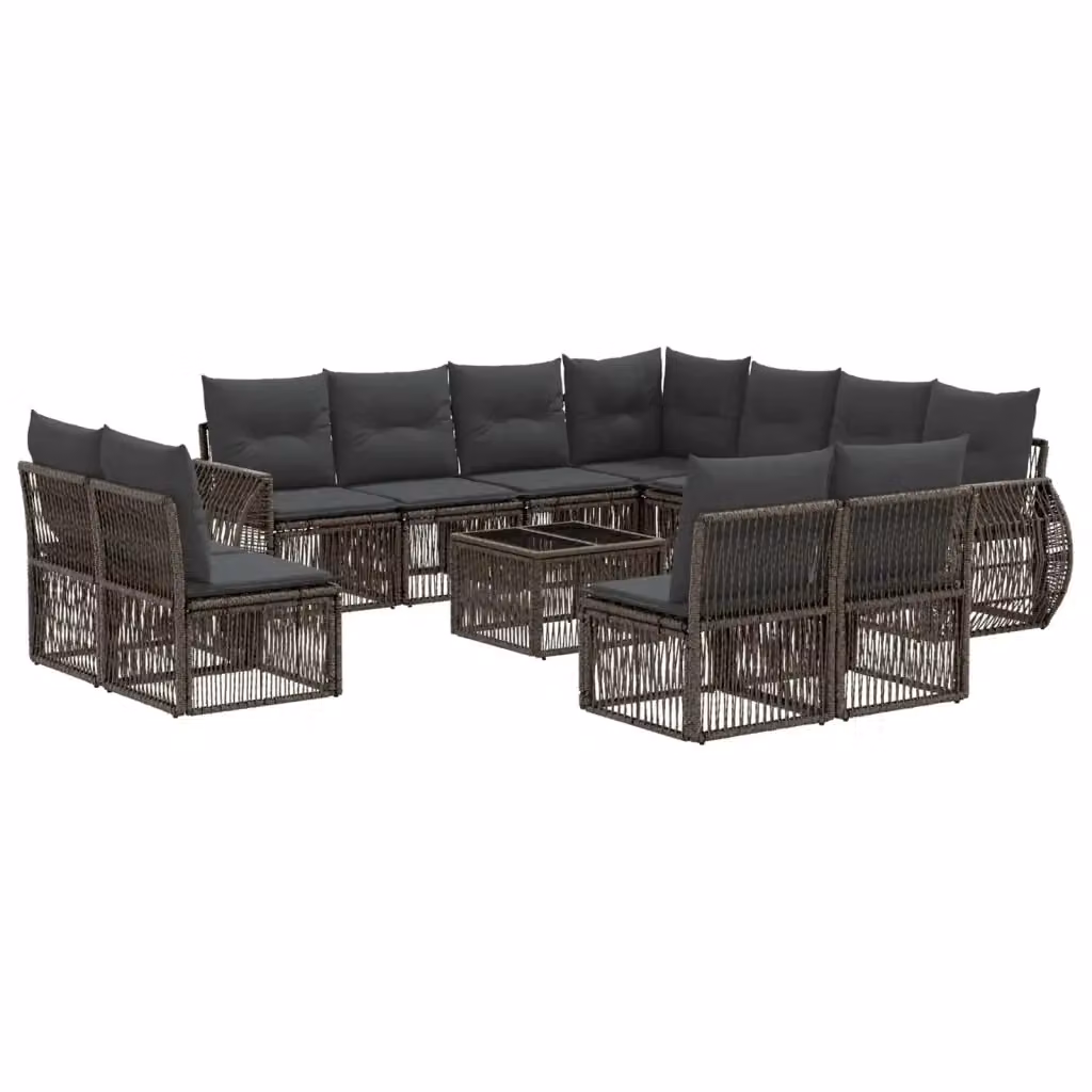 Set Divano da Giardino a Forma di U vidaXL in Polyrattan Grigio e Antracite con Cuscini e Tavolino – 2