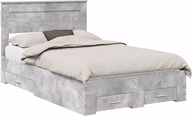 Letto matrimoniale | Letto per adulti | Struttura del letto con testiera Grigio cemento 135 x 190 cm