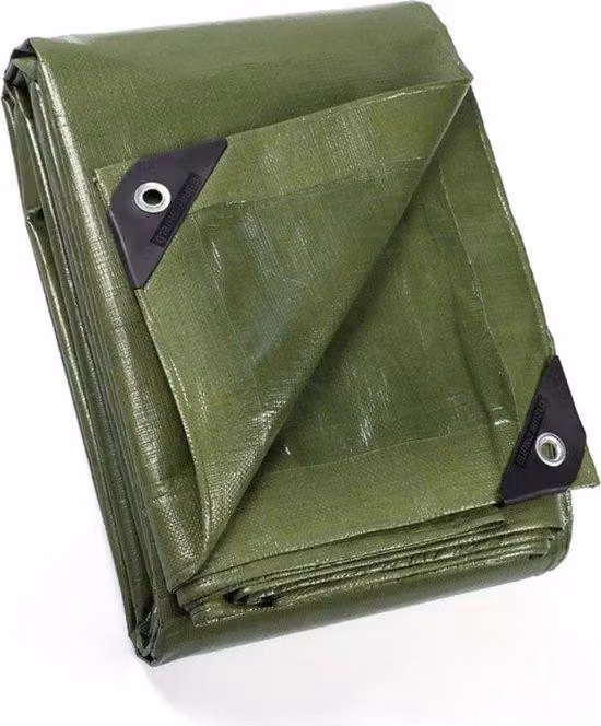 Telone protettivo, con anelli di fissaggio, impermeabile, 4 m x 4 m, verde, telone bituminoso, 160 g/m², telone protettivo, telone multifunzionale, resistente allo strappo, resistente ai raggi UV, resistente alla muffa