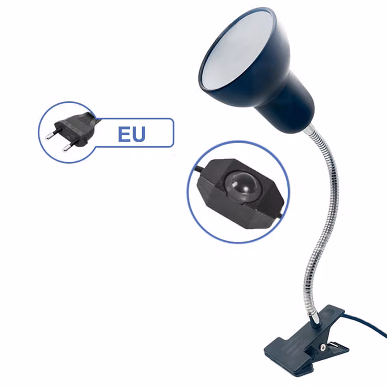 Supporto girevole per lampada riscaldante per rettili con morsetto, lampada riscaldante UVA/UVB da 25 W/50 W/75 W per tartarughe, lucertole e sansevieria