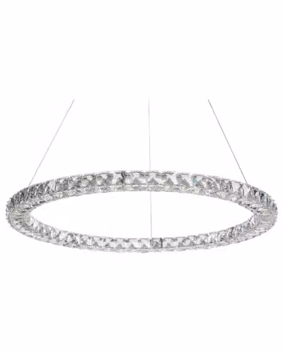 Beliani Lampadario rotondo cristallo e metallo argento con LED integrati