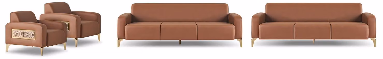 Sofagarnitur Braun Sofas 3-Sitzer Modern Sessel Komplett Sitzmöbel Leder