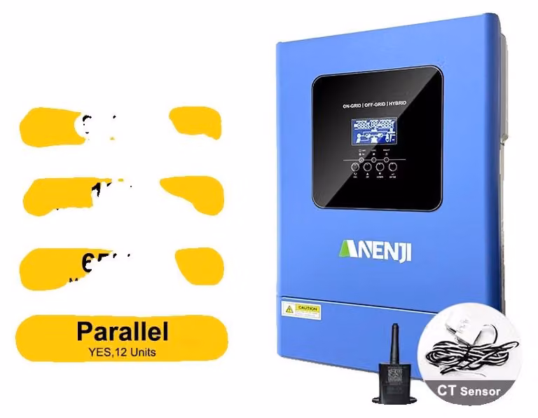 Inverter solare, onda sinusoidale pura, funzionamento ibrido, funzionamento in parallelo con la rete e in isola, ANJ-6200-48PL-WIFI, 220-240 V, 48 V