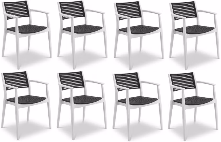 Sedia in plastica, 8 pezzi, design moderno, seduta e schienale con motivo a rilievo, disponibile in diverse colorazioni