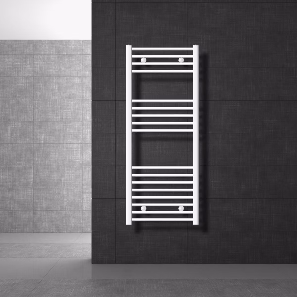 LuxeBath radiatore bagno Sahara, 500x1200 mm, bianco, curvo con attacco laterale, senza elemento riscaldante