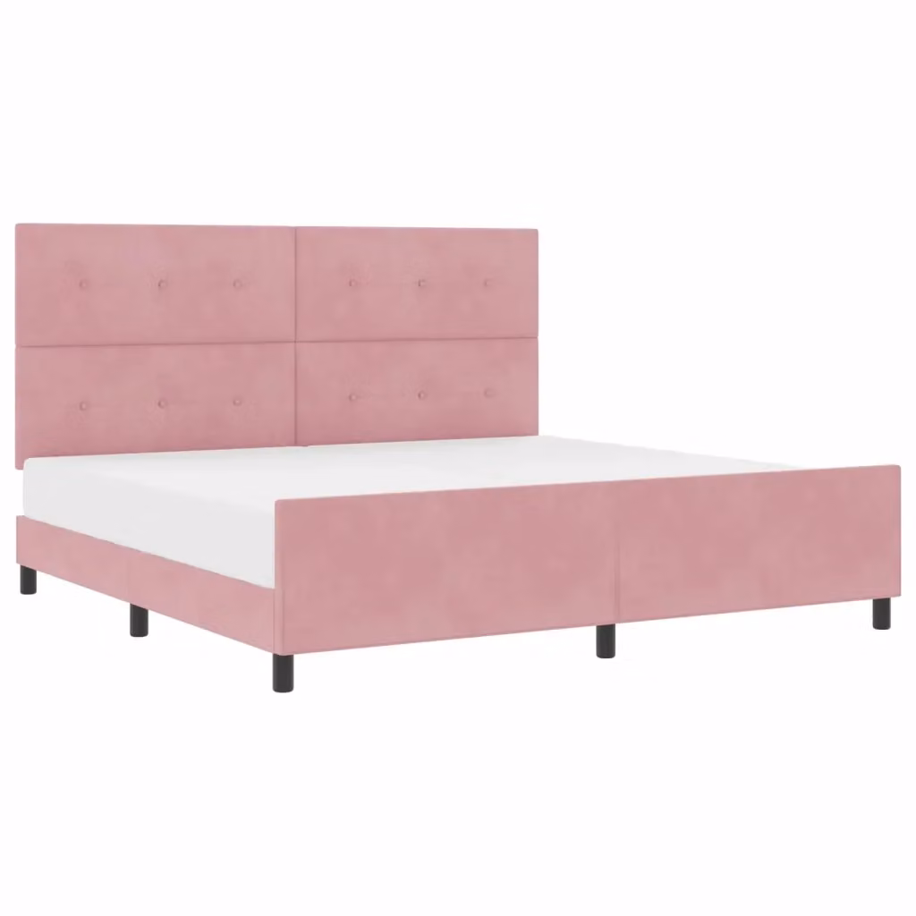 Letto a molle con testiera vidaXL in velluto rosa L/P/H: 200 x 200 x 207 cm – 2