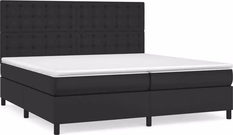 Giroletto a Molle con Materasso Nero 200x200 cm in Pelle finta