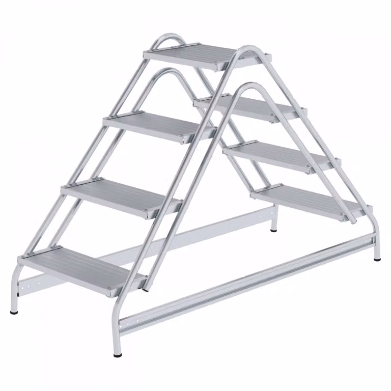 Piattaforma di lavoro in alluminio accessibile da entrambi i lati, 2 x 4 gradini 50061