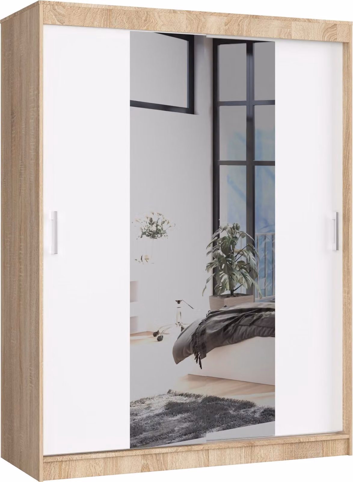 Akord Armadio Con Ante Scorrevoli Rovere Sonoma/Bianco 150X60X200 Cm