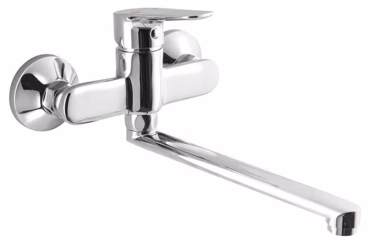 Rubinetto da parete LOTTA, bocca piatta 220 mm, cromato