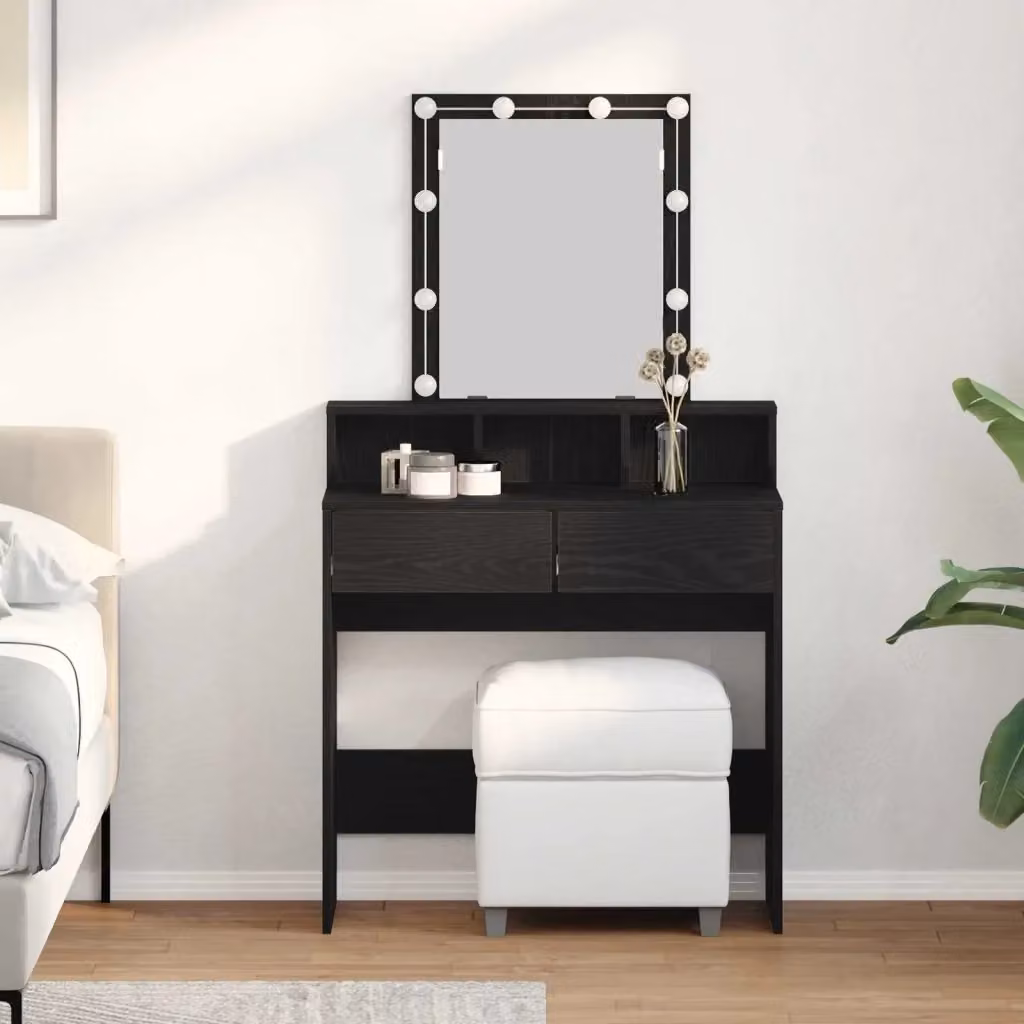 Toeletta moderna con cassetto in rovere nero L 80 cm x P 41 cm x H 144.5 cm – 2