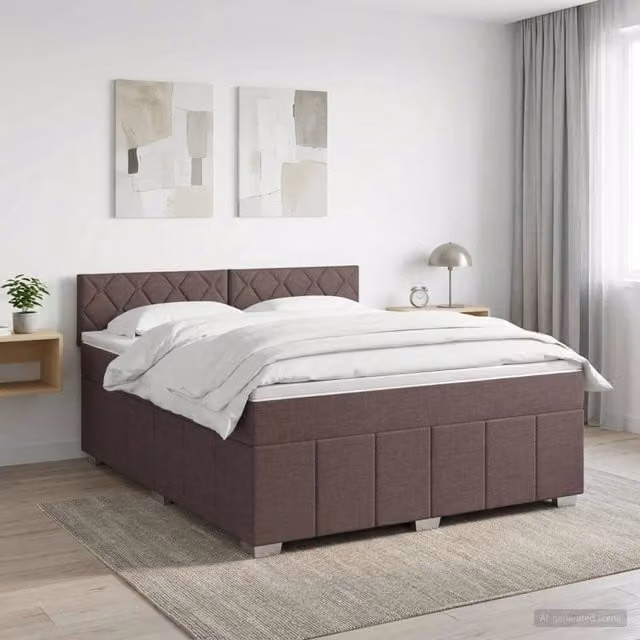 Letto box spring con materasso a molle insacchettate vidaXL Marrone e Bianco L/P: 160 x 200 cm, H: 164 cm