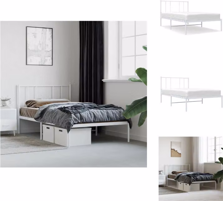 vidaXL Struttura letto con testiera in metallo bianco 75x190 cm - Letti e strutture letto