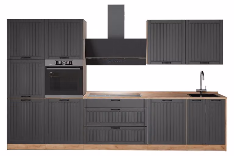 Cucina componibile Vicco Fame-Line Grigio scuro/Rovere dorato 340 cm, PL Rovere, Model 64593