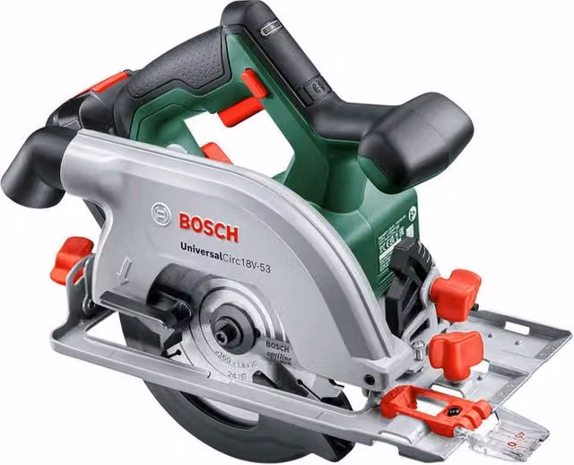 Bosch Circ 18V-53 Sega Circolare a Batteria Nero Verde con Diametro Lama 16 cm e Profondità di Taglio 5,3 cm