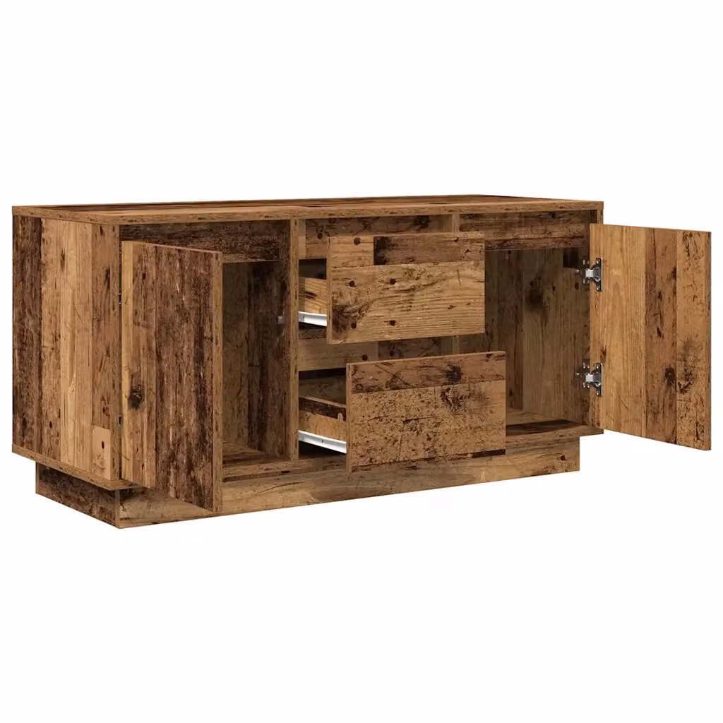 Mobile porta TV moderno HELLOSHOP26 in legno anticato marrone con illuminazione a LED e vani contenitore L: 100 cm, P: 41 cm, H: 50 cm – 2