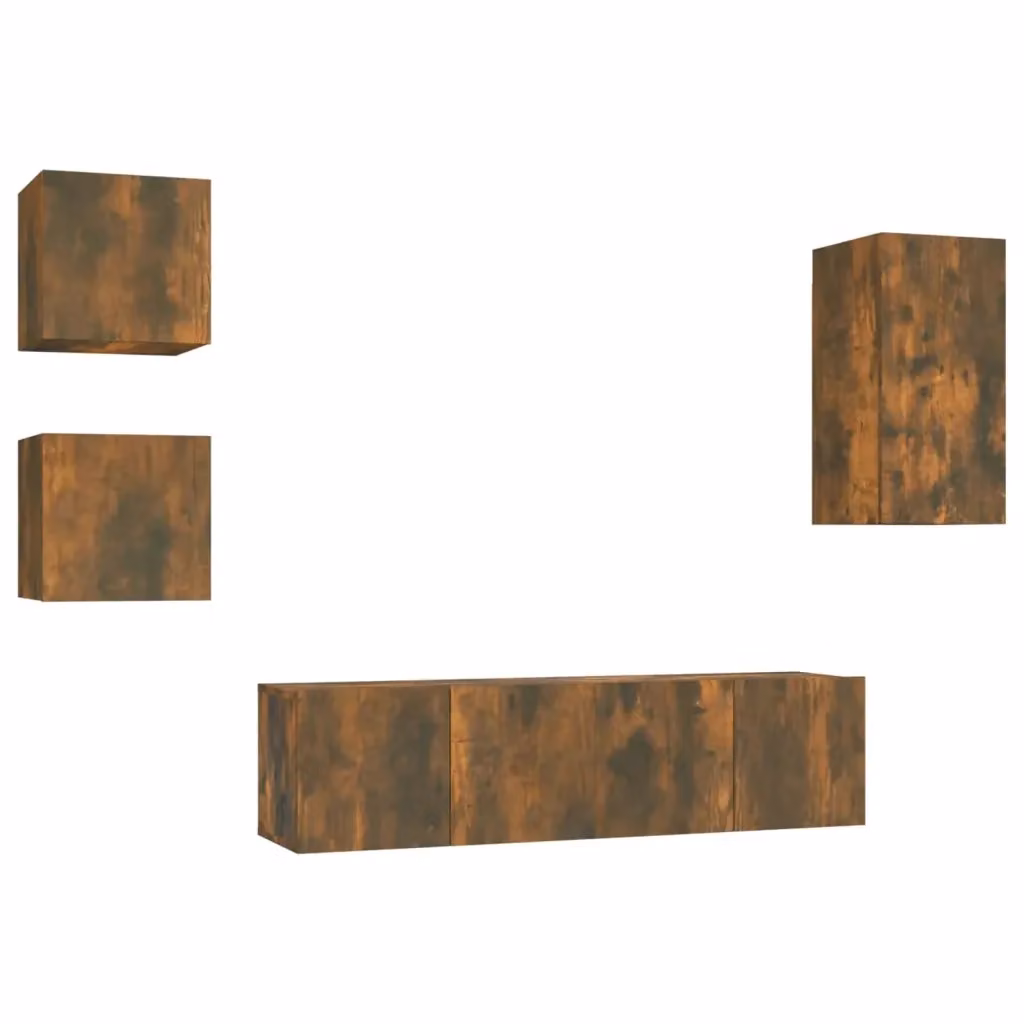 Set di mobili porta TV 5 pezzi vidaXL in legno multistrato colore marrone opaco – 2
