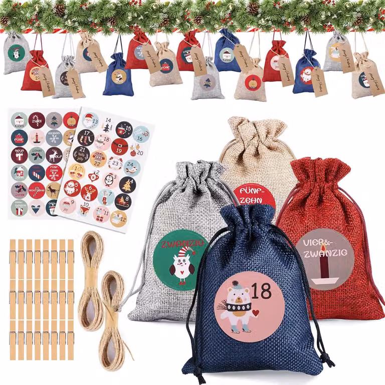 DazSpirit 24 Calendario dell'Avvento fai da te Adesivi di riempimento Bambini Donne Uomini