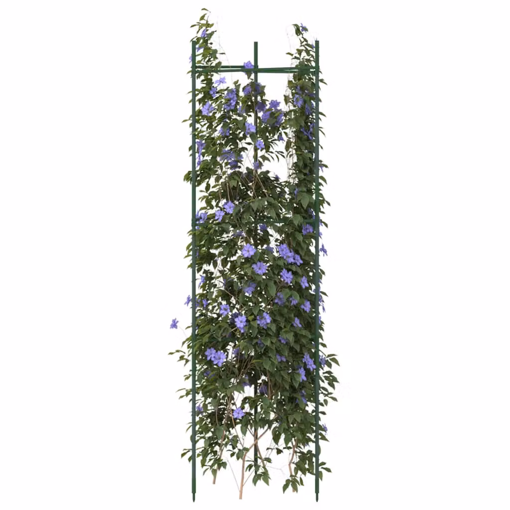 Set di 4 sostegni per pomodori vidaXL in acciaio e plastica verde, Altezza: 116 cm