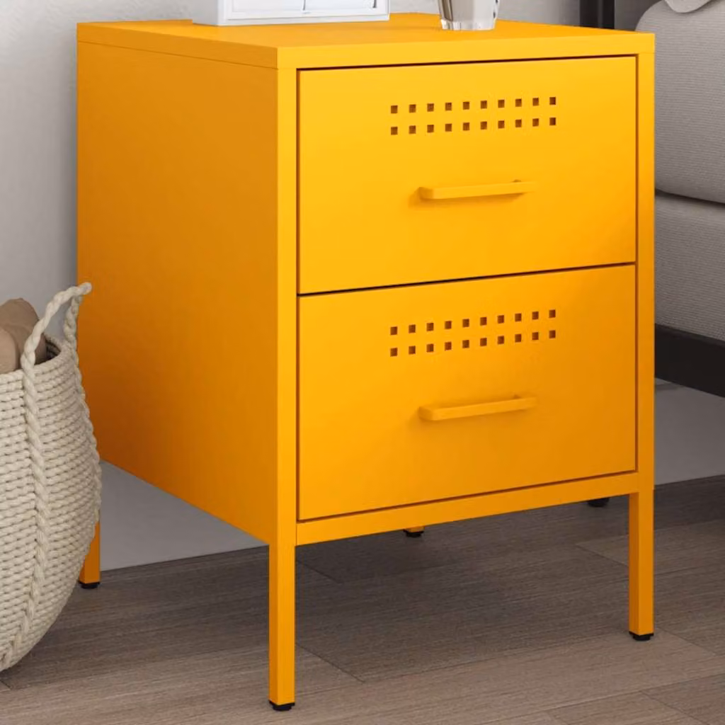 vidaXL Comodino Giallo Senape 36x39x50,5 cm in Acciaio
