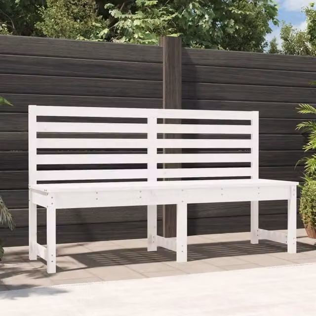 Panca da giardino VIDAXL in legno di pino laccato bianco stile rustico L: 157,5 cm, P: 45,0 cm, H: 91,5 cm