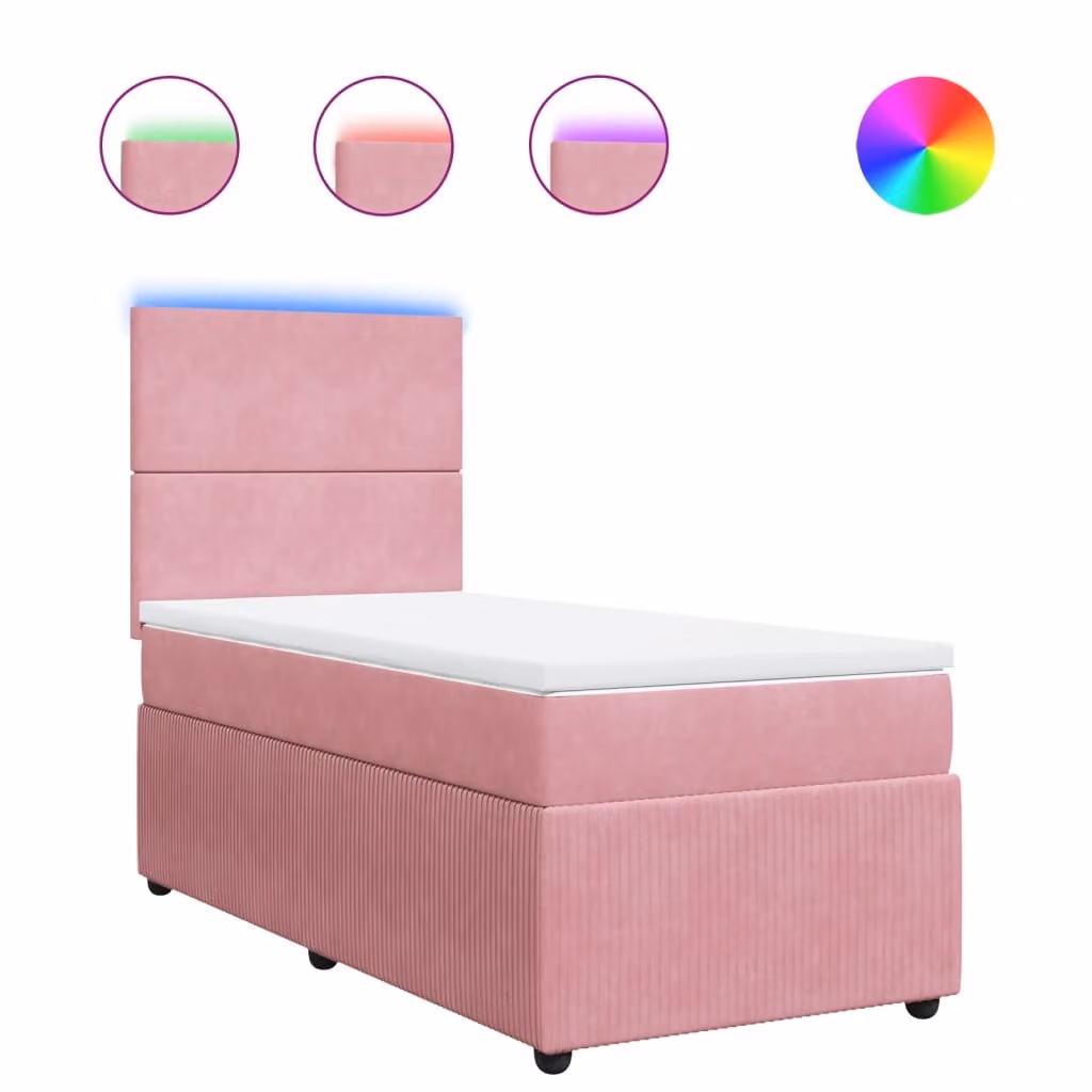 Giroletto a Molle con Materasso Rosa 90x200 cm in Velluto