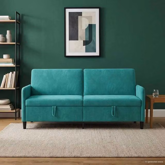Divano con Storage Turchese 192 x 78 x 87 cm Poliestere 42036999