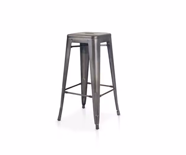 Set di 6 sgabelli impilabili in metallo design moderno Mobili 2G colore grigio canna di fucile L/P/H: 43 x 43 x 76 cm