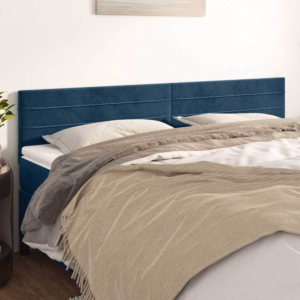 Testiera per letto vidaXL in velluto blu scuro L: 200 cm, P: 5 cm, H: 78-88 cm