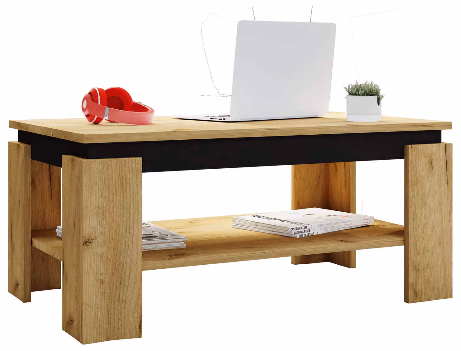 Tavolino in legno | Tavolino semplice | Dimensioni ca. H. 41 x W. 90 x D. 53cm | Tavolo da soggiorno | Sofatic - Rolas
