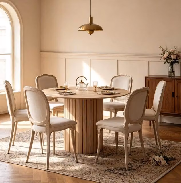 Tavolo da pranzo rotondo in legno massello, 120 cm