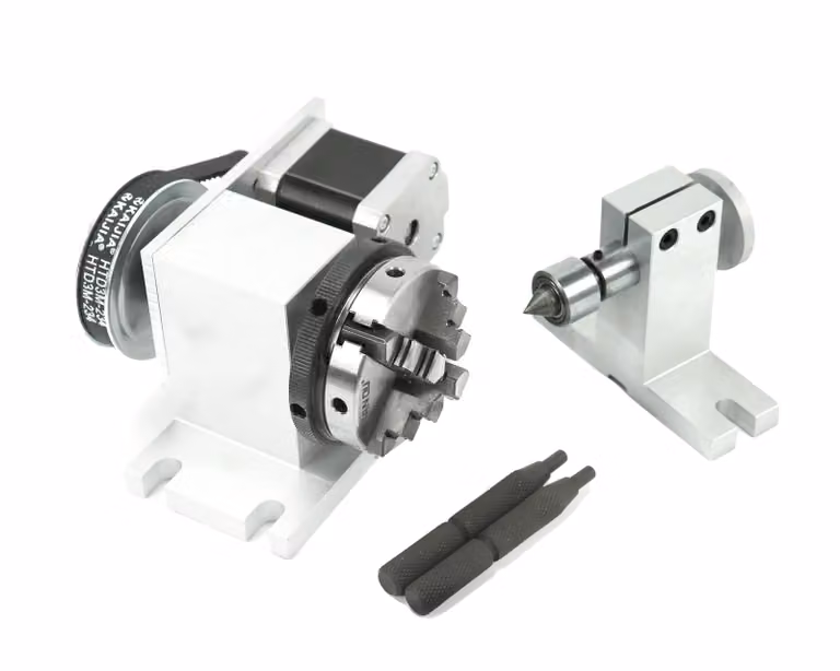 Quarto asse CNC, motore passo-passo Nema17, campo di serraggio 1-50 mm, precisione di centratura 0,05 mm, 4 ganasce K12-65