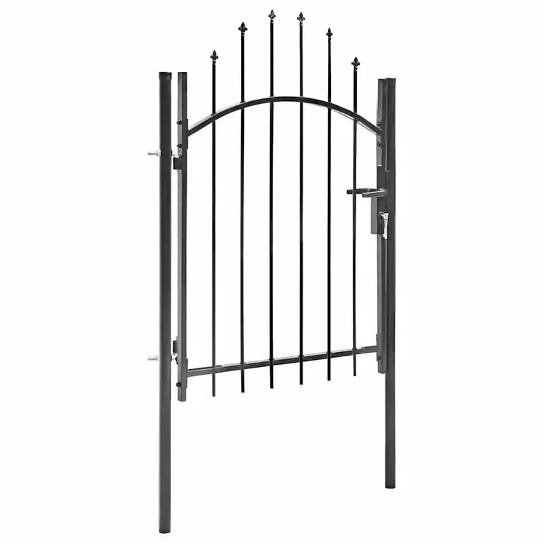 Cancello da giardino a battente vidaXL in acciaio nero L: 1,00 m, H: 1,75 m