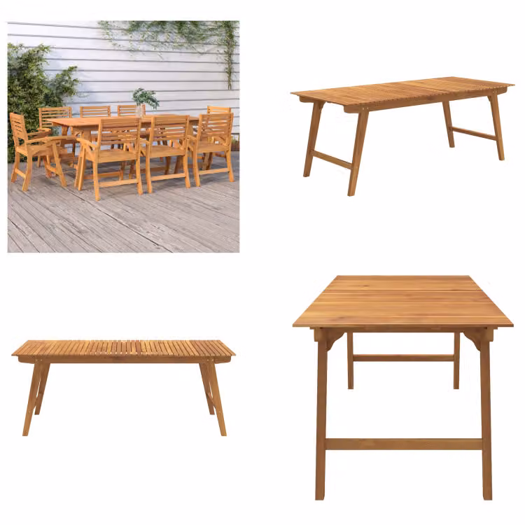 vidaXL Tavolo da giardino 200x90x75 cm in legno massiccio di acacia - Tavolo da giardino - Tavoli da giardino - Mobili da giardino - Tavolo da pranzo