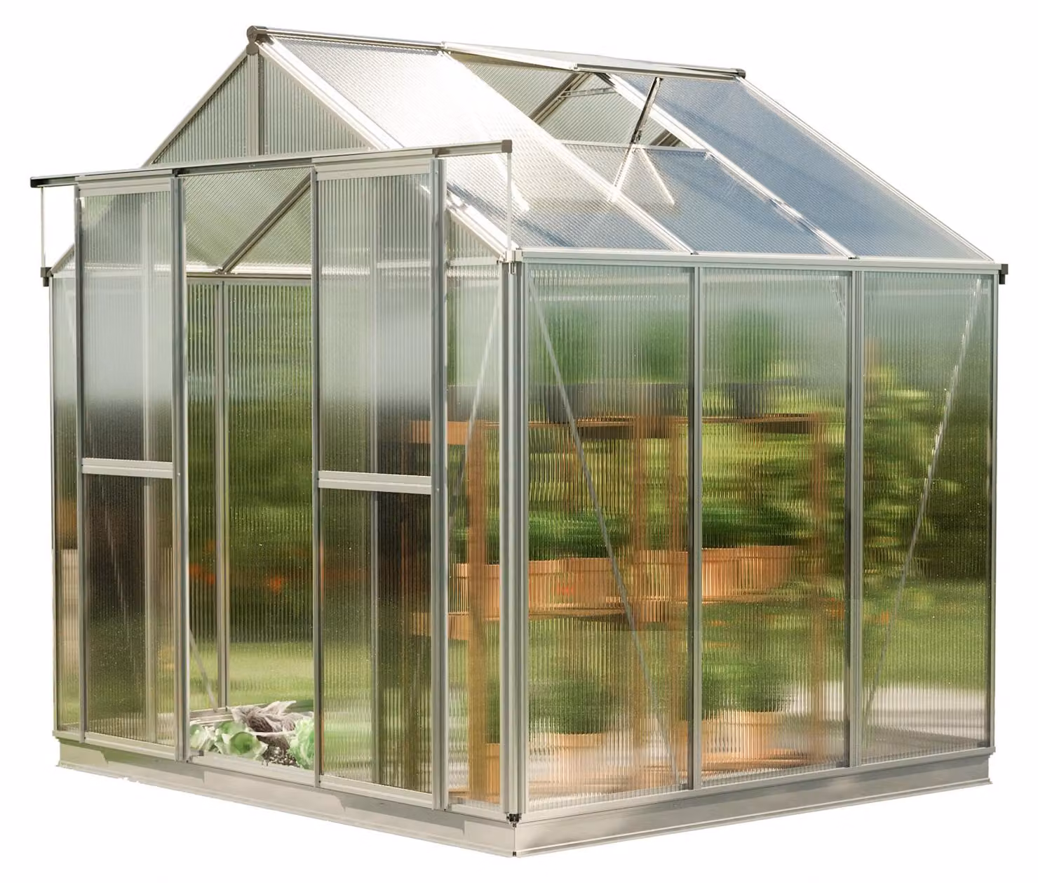 GFP Serra Saphir 3 telaio in alluminio 259 x 195 cm, lastre a doppia parete di 6 mm, con apri-finestra automatico e telaio di fondazione