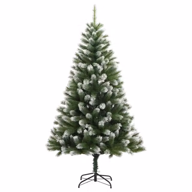 Albero di Natale artificiale con neve fioccata vidaXL, verde e bianco, Altezza: 210 cm – 1
