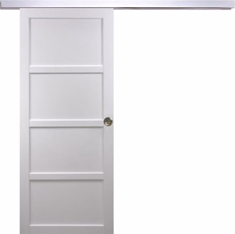 Porta scorrevole Tamera Bianca 4 ante H204 x L93 cm, binario in alluminio, conchiglie GD MENUISERIES