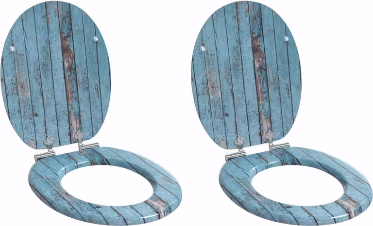 Sedile per toilette con chiusura morbida 2 pcs Blu 44 x 38 cm