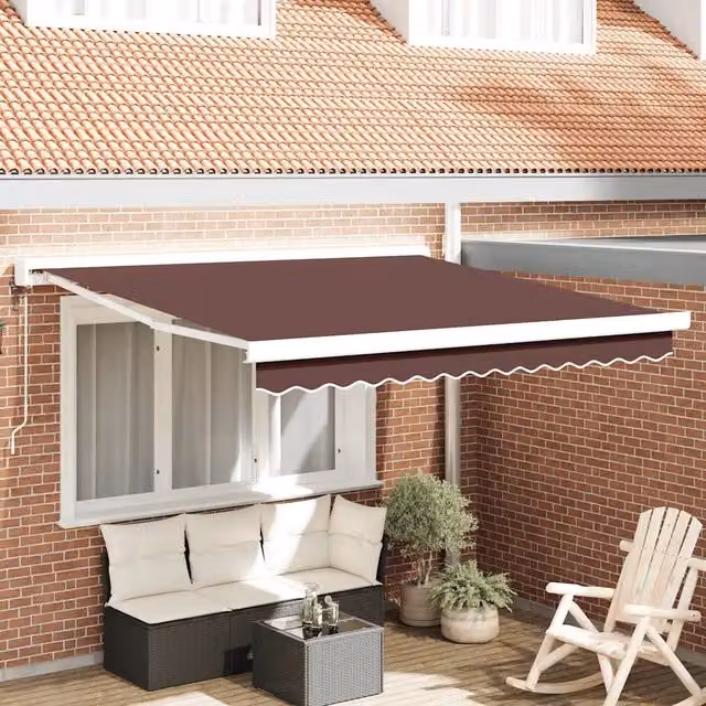 Tenda da Sole Retrattile Automatica VIDAXL con Telecomando, Marrone e Bianco, L: 300 cm, P: 250 cm