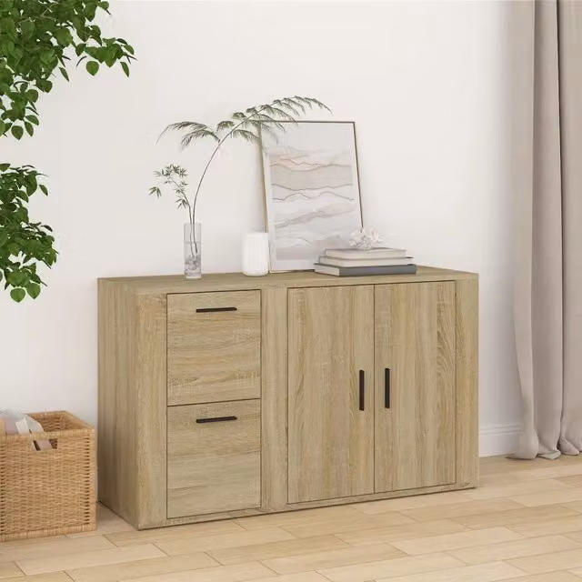 Credenza Buffet da cucina Design Mania in legno Rovere Sonoma, L 100 x P 33 x H 59,5 cm