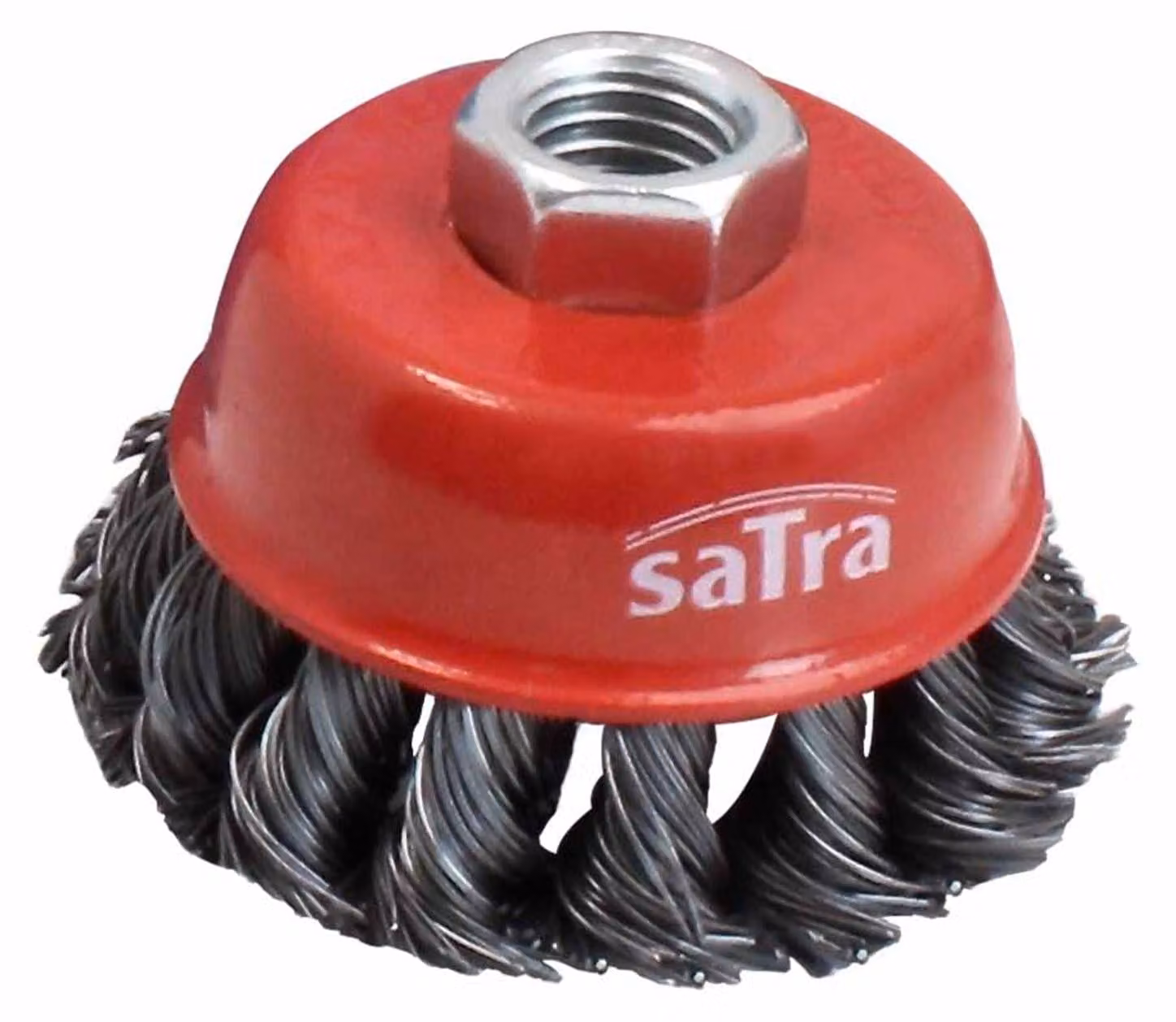 Spazzola metallica a tazza, abrasiva trecciata,per la rimozione della ruggine dal metallo, scorie di saldatura, superfici metalliche ,sporco grasso 75 mm Satra