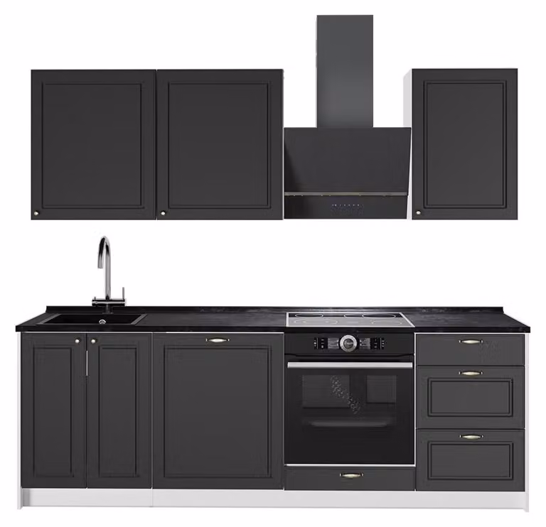 Cucina componibile Vicco Fame-Line Oro-antracite rustico/Bianco 230 cm, PL Antracite, Model 64005