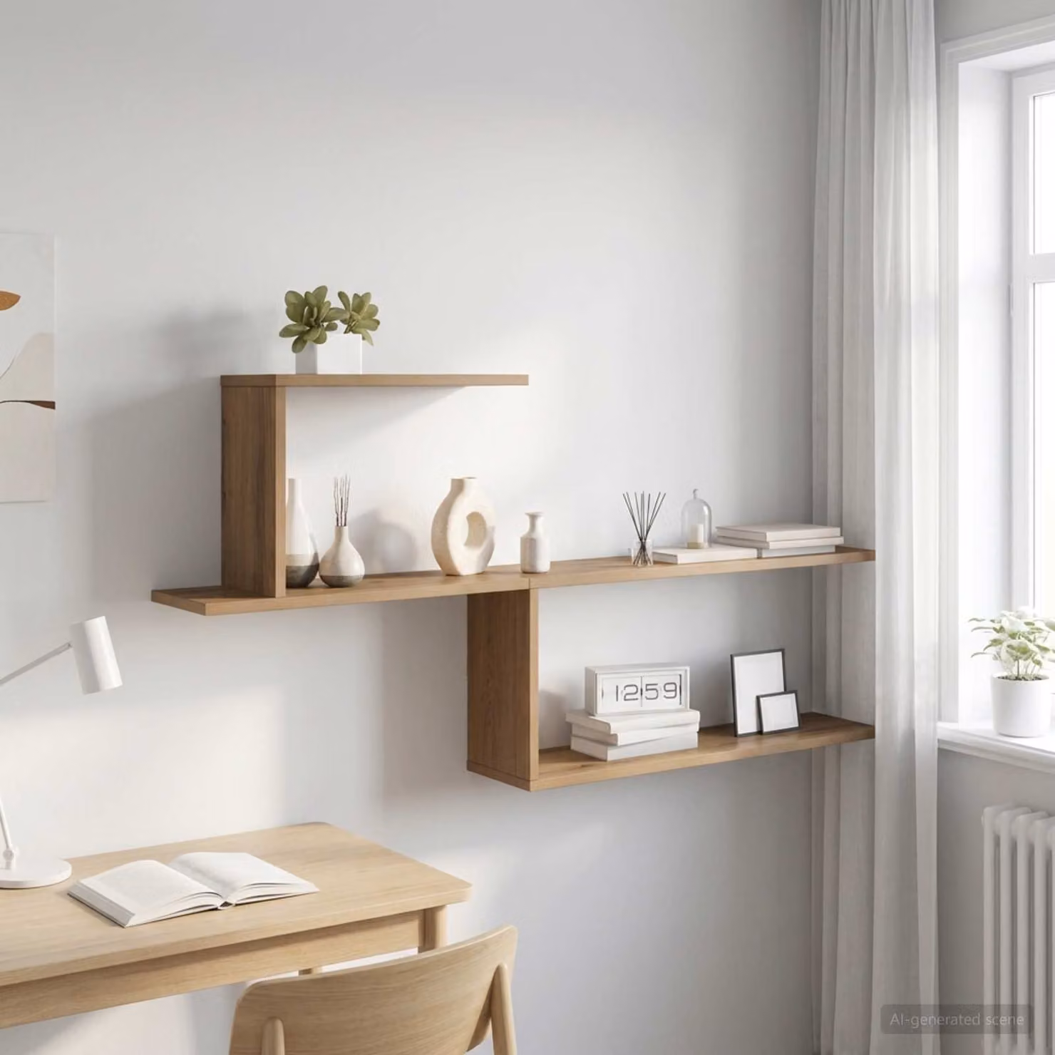 Scaffale da parete vidaXL in legno Rovere, Marrone, L: 122 cm, P: 18 cm, H: 60 cm