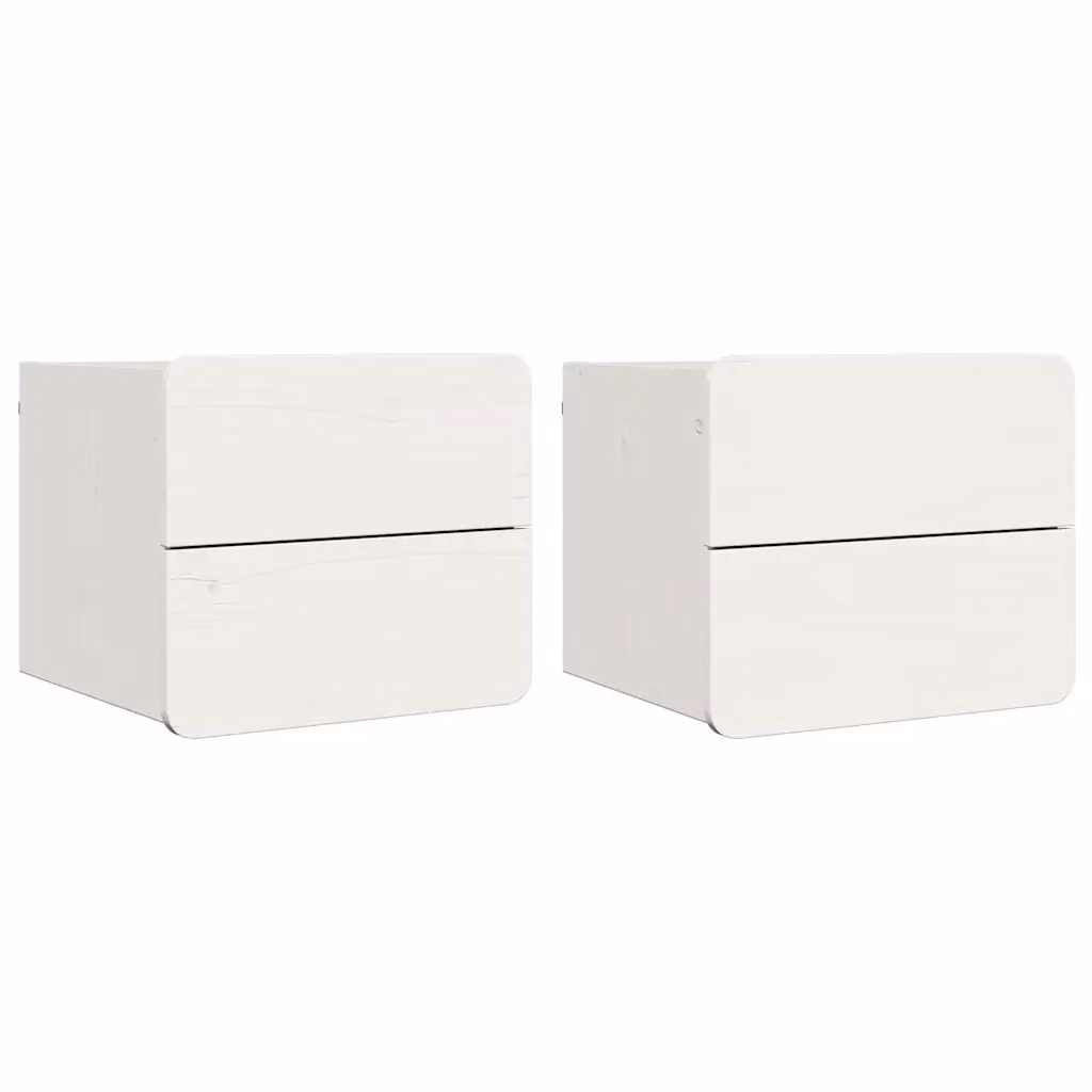 Set di 2 comodini sospesi vidaXL in legno di pino massello bianco L/P/H: 39 x 34 x 33 cm