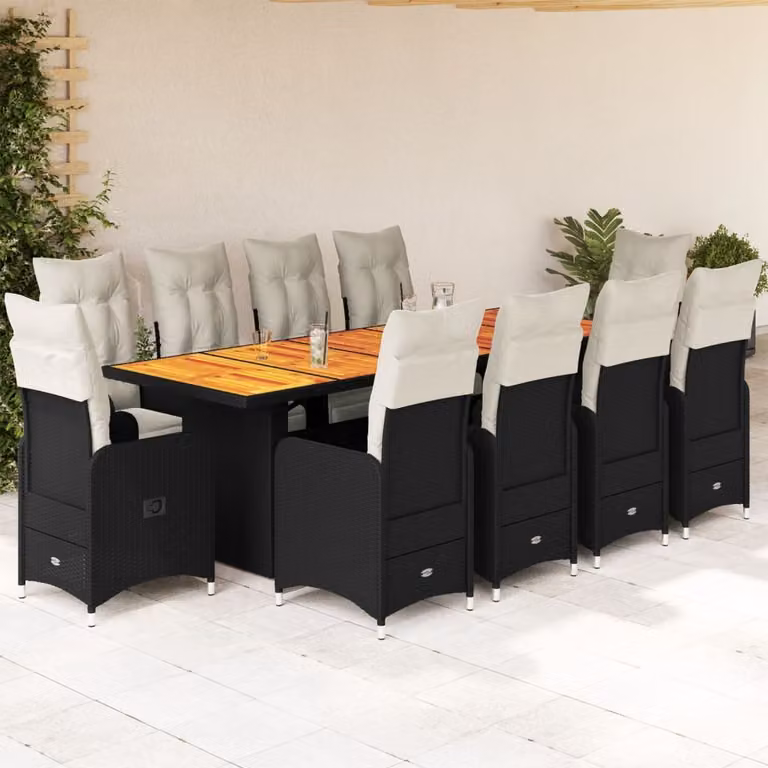 Maison Exclusive - Set da giardino bistrot 11 pezzi con cuscini in polyrattan nero